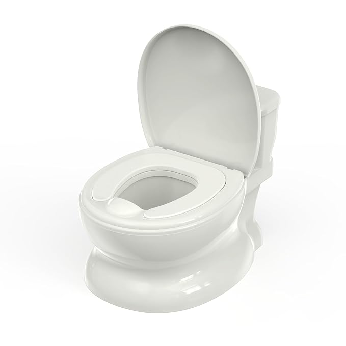 Realistic Potty Training Toilet - Flushing Sounds, Wipes Storage, Disposable Liners, Easy to Clean for Toddler Boys and Girls, White
