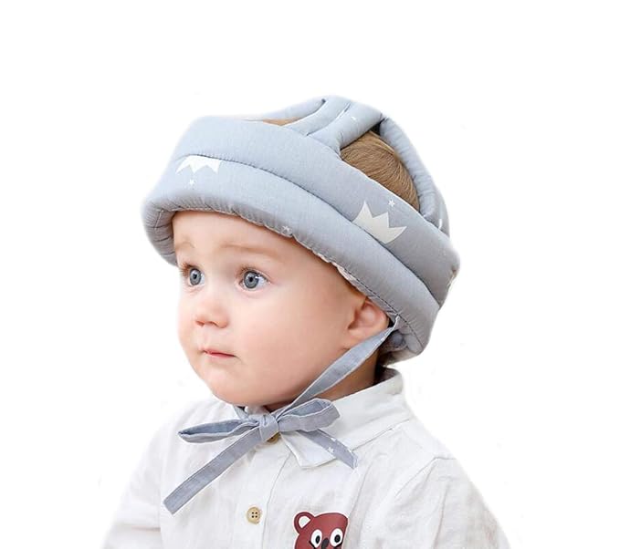 Baby Toddler Infant Head Helmet Kids Children Safety Helmet Head Cushion Protection Hat for Baby Walking Running Crawling(Grey Crown)