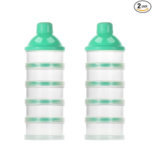 Accmor Formula Dispenser On The Go, 5 Compartments Stackable Formula Container for Travel, Baby Milk Powder Kids Snack Container, BPA Free