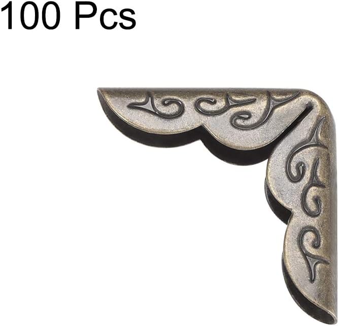 uxcell Metal Book Corner Protectors Edge Cover Guard 21x21x5mm Bronze Tone 100pcs