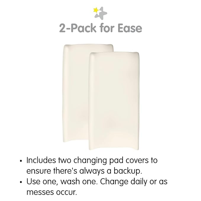 BreathableBaby Waterproof Cover, for 32" x 16"/81 x 41 cm Changing Pad, Ecru (2-Pack)