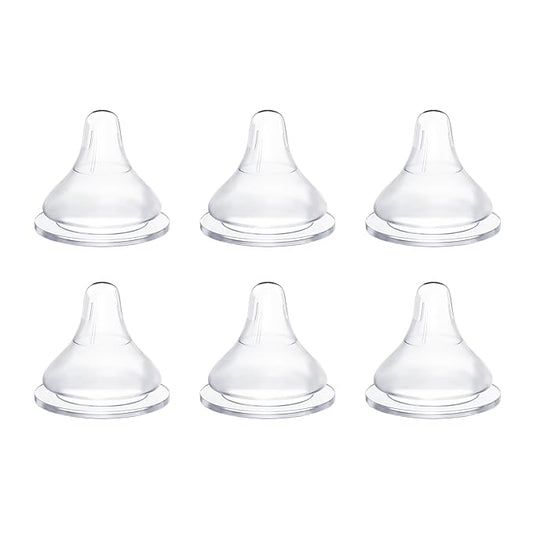 Silicone Bottle Nipples Compatible with MAM Bottles, Replacement Soft Nipple for Newborn Baby 0+ Months, Anti-Colic, BPA-Free, Extra Slow Flow, Size SS, 6-Pack