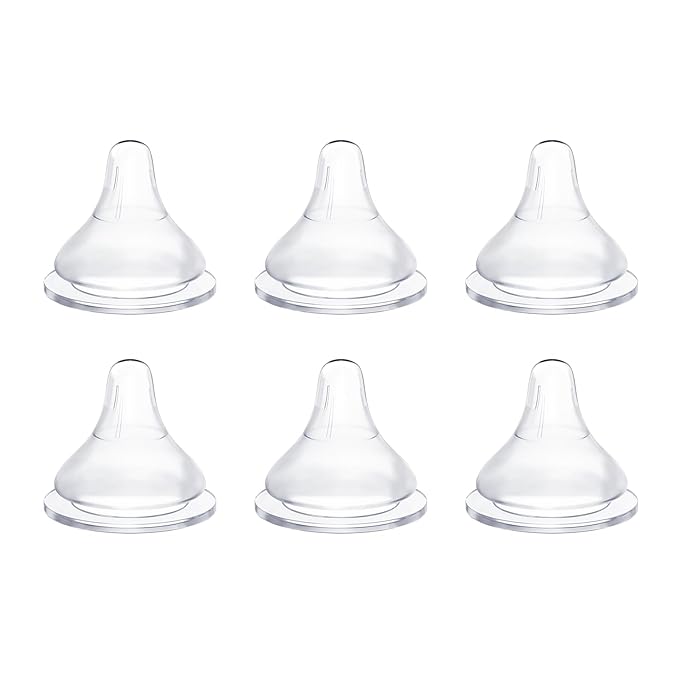 Silicone Bottle Nipples Compatible with MAM Bottles, Replacement Soft Nipple for Baby 1+ Months, Anti-Colic, BPA-Free, Slow Flow, Size S, 6-Pack