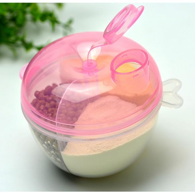 ibasenice Portable Milk Powder Dispenser with 3 Compartments Leak-Proof Formula Container for Baby Travel Feeding Storage Box 3.81X3.81X2.83In