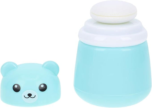 OSALADI Cartoon Bear Baby Powder Puff Box Infant Talcum Powder Container with Puff Portable Loose Dispenser for Baby Skin Care 3.93X2.75X2.75In