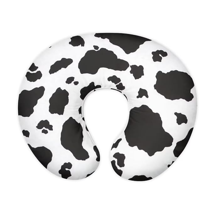 Jeiento Black Cow Spots Nursing Pillow Covers for Breastfeeding Pillows Ultra Soft Nursing Pillow Slipcovers Elastic Feeding Pillow Covers for Baby Girl and Boys Newborn Gift