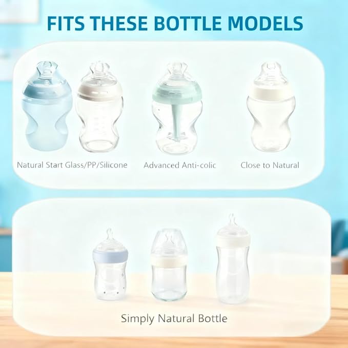 4-Count Silicone Bottle Nipples for Natural Start Anti-Colic Bottles & Advanced Anti-Colic Bottles & C to Natural Bottles and NUK Simply Natural Bottle, Anti-Colic Valve, Medium Flow, 3m+