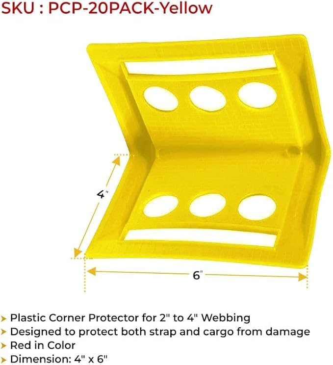 Mytee Products 20 Pack 4" Edge Protectors for Flatbed Trucks with Carrying Case - Ratchet Strap Corner Protectors Fits 2" 3" & 4" Winch Strap - Cargo Load Corner Guards for Tie-Down Accessories