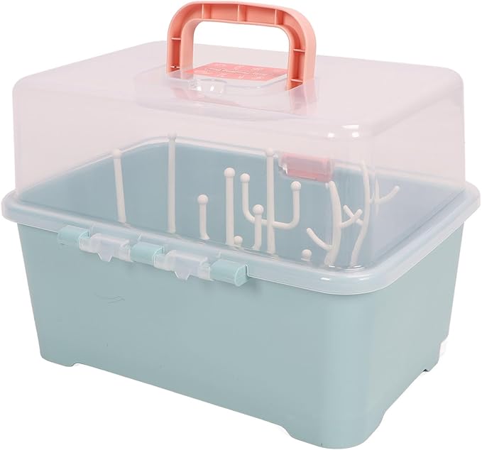 Bottle Drying Storage Box, Strong Load Capacity, Portable Breastfeeding Cutlery Box, Dry Keep Container, Easy Assembly, Removable PP Cover for (Olive Green)