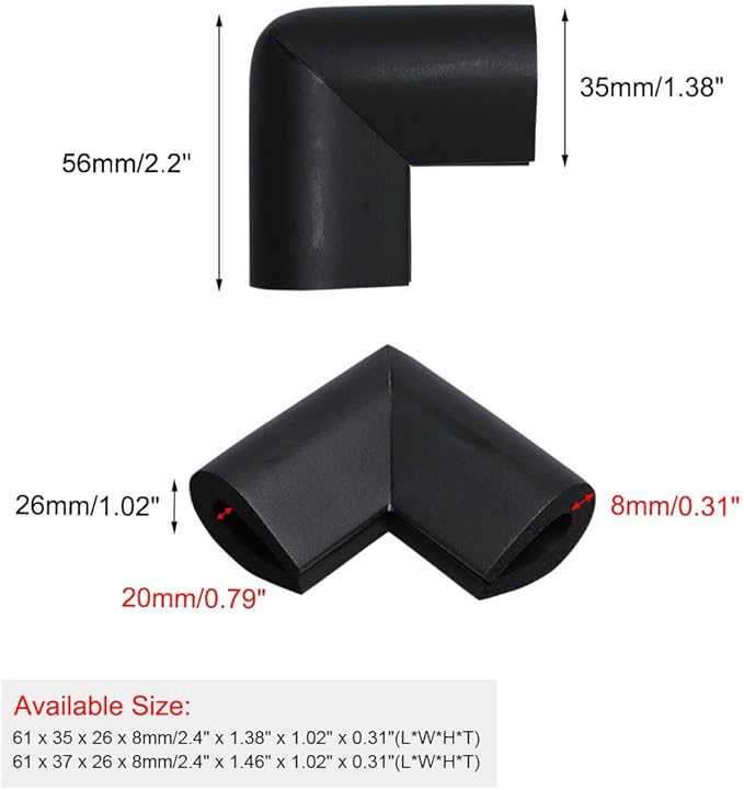 uxcell 2 Pack Foam Furniture Table Desk Edge Cover Pad Protector U Shape Corner Cushion Bumper Guard Black