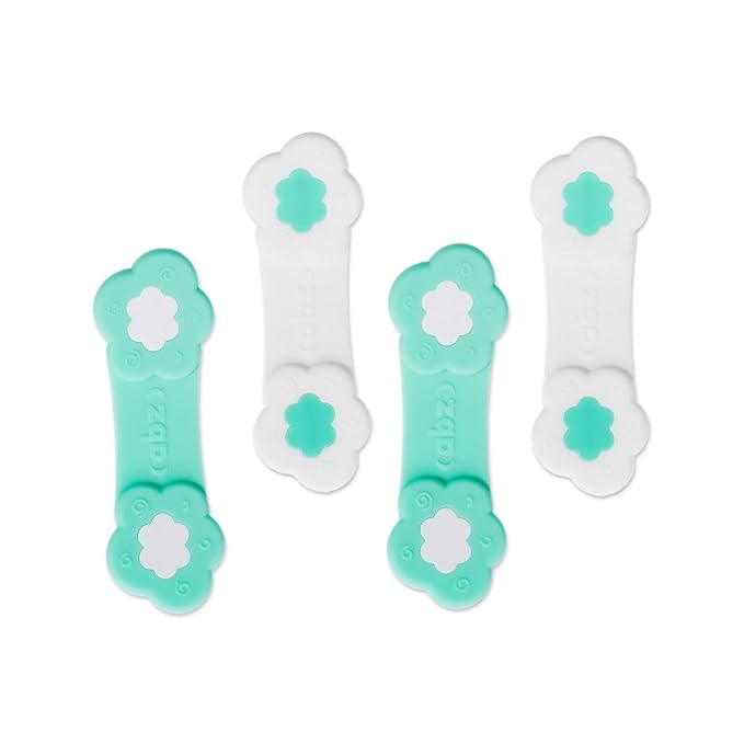 ABZ Pin Free Cloth Diaper Fasteners for Prefolds, Pre-Flats or Flat Diapers - 4 Pack - Turquoise