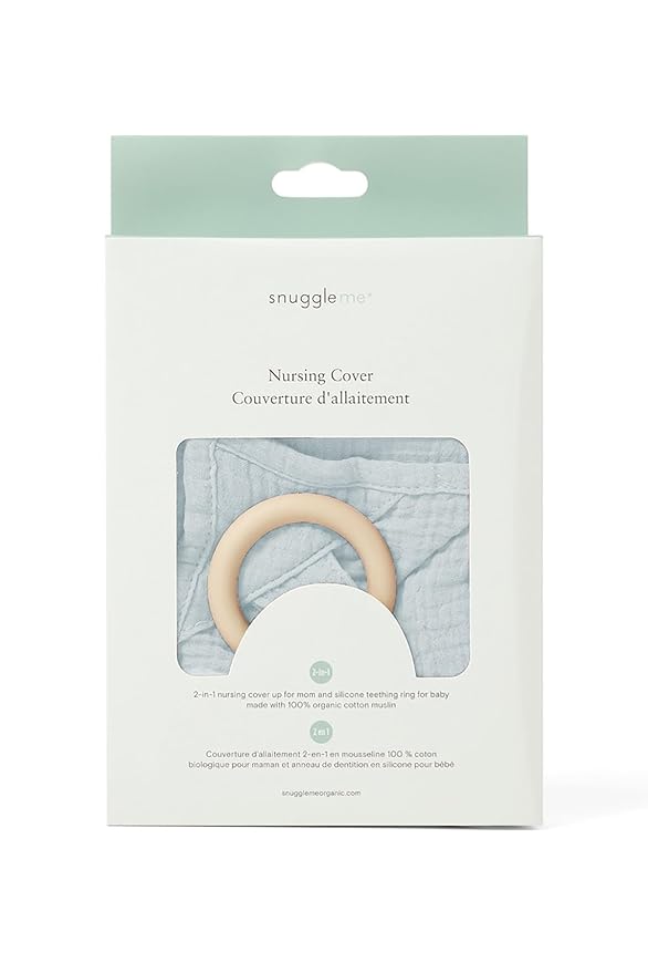 Snuggle Me® Nursing Cover - 100% Organic Cotton Muslin Nursing Cover Up for Baby Breastfeeding with BPA-free Silicone Teether Ring, Ultra-soft, Breathable & Lightweight Adjustable Mother Nursing Apron