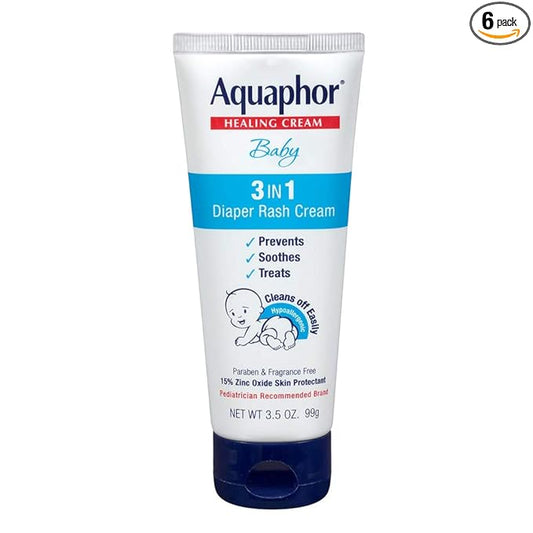 Aquaphor Baby Healing Cream 3-In-1 Diaper Rash 3.5 Ounce (Pack of 6)