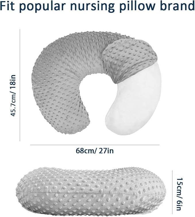Minky Nursing Pillow Cover Breast Feeding Pillow Cover Slipcover U Shape for Baby Boy Girl,Cover Only(RainbowBear)