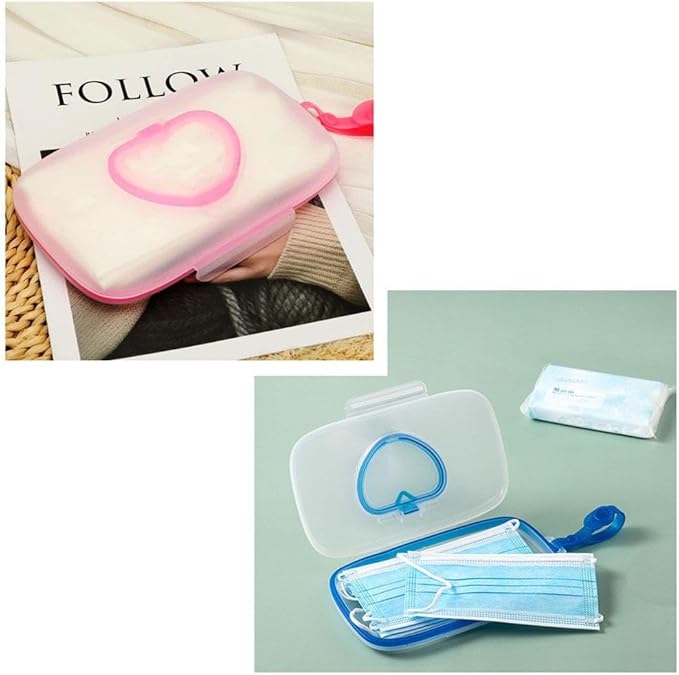 Baby Wipes Dispenser,Tissue Storage Box Case,Portable Wipe Cases Wipe Holder for Baby Adult,Travel Wet Wipe Pouch with Sealing Design Lids,Wipe Container Box for Bathroom Travel (Blue)