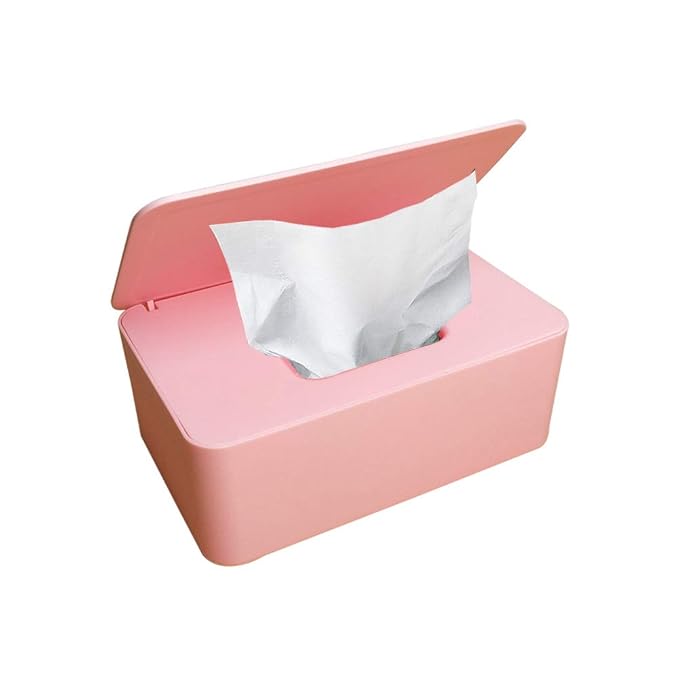 Baby Wipes Dispenser, Baby Wipes Case Holder Keeps Diaper Wipes Fresh Non-Slip Wipe Container Three-Layer Seal Design Prevent Moisture Loss (Pink)