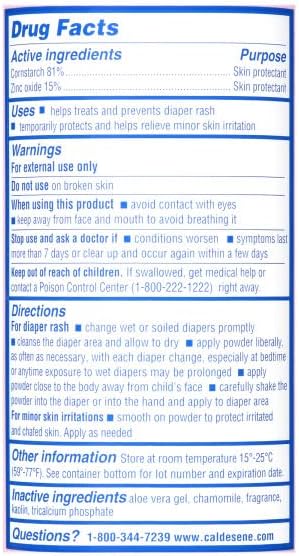 Caldesene Medicated Protecting Powder with Zinc Oxide & Cornstarch-Talc Free, 5 Ounce (6 Pack)