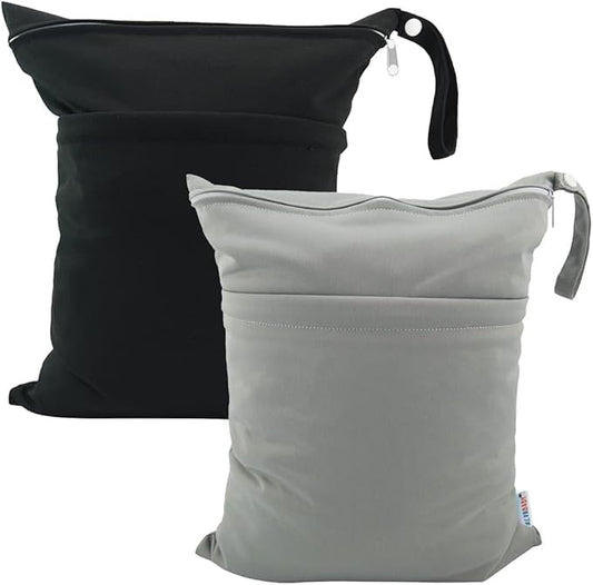 Wet Dry Bags for Baby Cloth Diapers Wet Bags Swimsuit, Waterproof Washable Travel Bags, Beach Pool Gym Bag for Swimsuits Wet Clothes Swim Bag Laundry Bag Wet Bathing Suit Workout Wet Dry Bag 2PCS