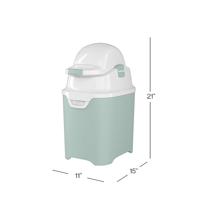 Foundations Mini Diaper Pail with Airtight Lid, Durable & Odorless Diaper Disposal, Large Capacity, Holds up to 30 Newborn Diapers, Refill with Any Bags, Baby Registry Gift - Green