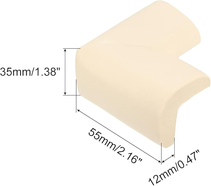 uxcell Corner Guards Edge Protectors, 4Pack Foam Safety Bumper L Shape, 55mm/2.16"(L) for Furniture Corner Table Edge Guard, Beige