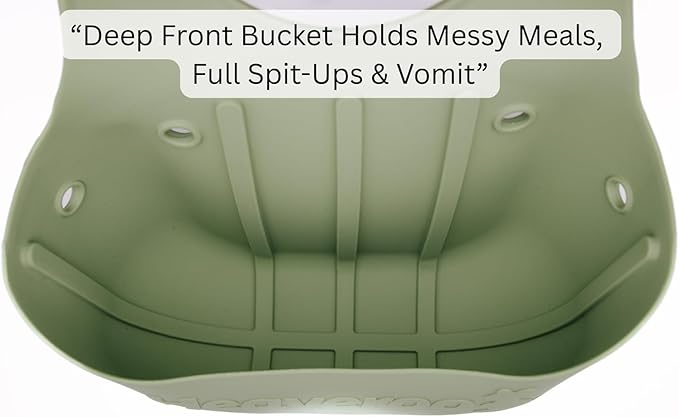 Silicone Vomit Bib, America's ONLY Safety Compliant Silicone Vomit bib, XL Bucket Design to Catch Vomit and other messes *Patented*