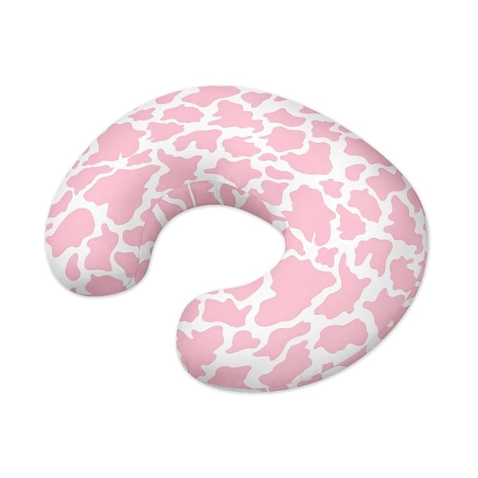 Pink Cow Stripes Nursing Pillow Cover for Baby Boy Girl Ultra Soft Comfortable Newborn Nursing Pillow Case Easy to Use and Dustptoof