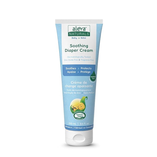 Aleva Naturals Soothing Baby Diaper Cream for Newborn and Toddlers, Fragrance-Free, Organic Shea Butter, Aloe Vera, Calendula Extracts and Sensitive Skin Friendly - 3.4 Fl Oz
