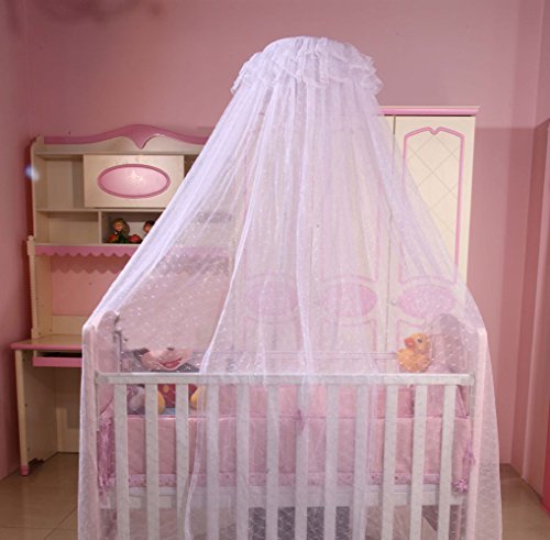Baby Dome Mosquito Net Nursery Crib Bed Canopy Mesh Insect Netting Without Stand, White
