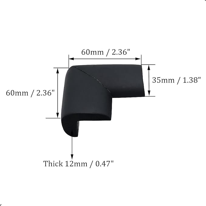 4 Pack Soft Foam Baby Proofing Corner Guards & Edge Protectors, Pre-Taped Table Corner Protector, Children Safety Furniture Desk Bumper, Cushion for Sharp Corners, L Type,Black