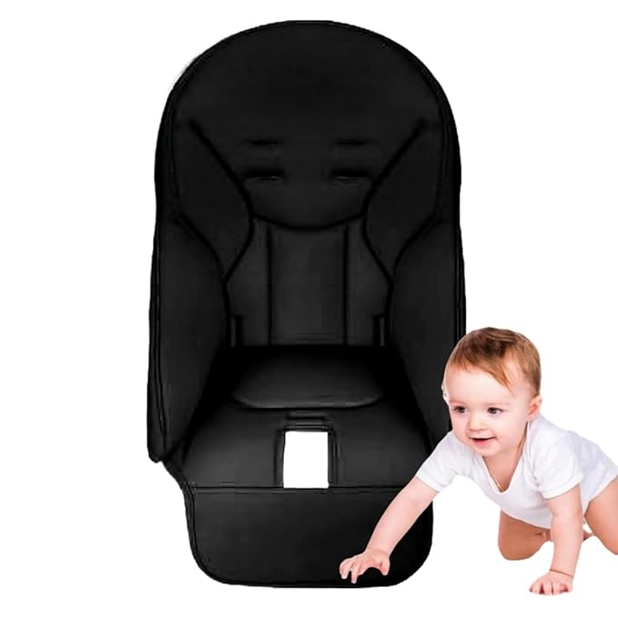 Baby High Chair Cover Replacement | PU Leather Dining Chair Cover with Soft Cushion Seat, Easy to Install High Chair Covers for Baby and Toddler, High Chair Cover Replacement (Black)