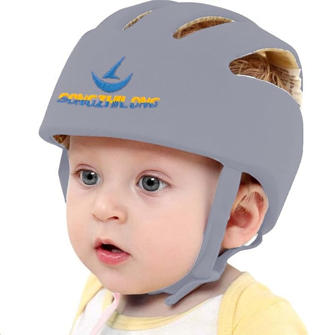 Adjustable Baby Head Protector, Baby Helmets for Crawling Walking Lightweight Safety Baby Helmet Jumping Running Breathable Hat Infant Essentials Toddler Helmets 6-24 Months (Gray)