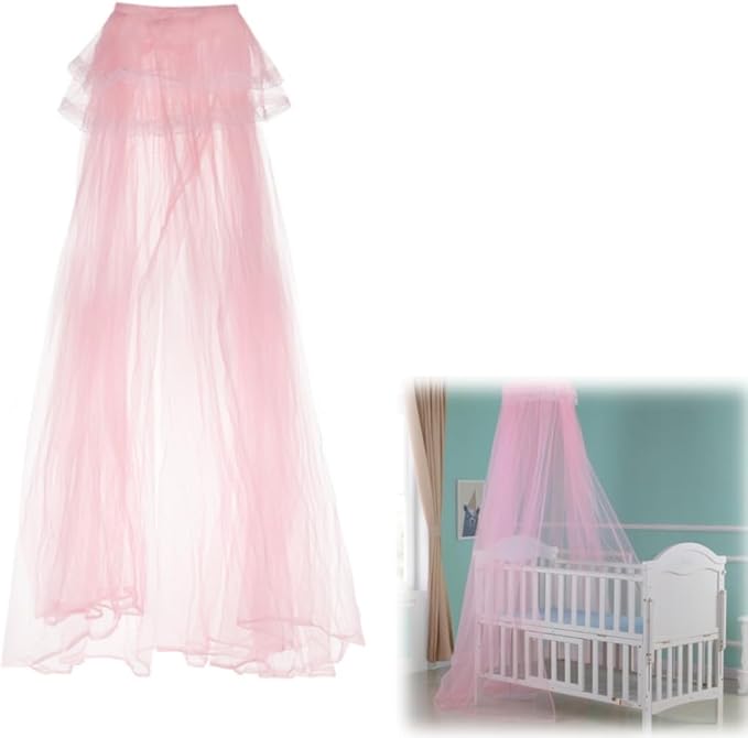Crib Mosquito Net Universal Dome Cot Bed Crib Canopy Round Lace Mosquito Netting Foldable Nursery Bed Net Hanging Dome Curtain Netting