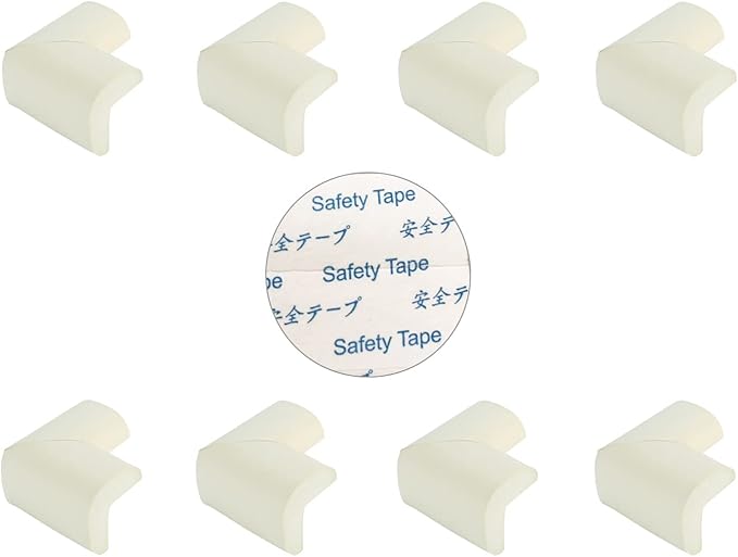 Edge & Corner Guards, 8 Pack – Table Corner Protector, Desk Edge Protection, Impact Absorbing Furniture Bumper, Baby Safety Foam Corner Guard, Soft Corner Cover Cushion for Kid, Adhesive (white color)