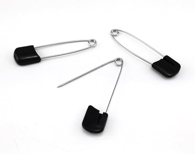 yueton 50pcs Black Plastic Head Baby Safety Pins Safety Locking Baby Cloth Diaper Nappy Pins