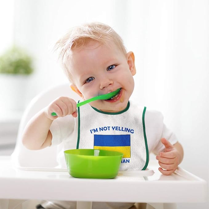 Toddler & Baby Bibs Burp Cloths Not Yelling I'm Not Yelling I Am Ukrainian Ukraine Countries Cotton Baby Items for Baby Girl & Boy White Blue Design Only