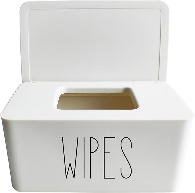 White Wipes Dispenser for Bathroom 8.26" x 4.92" x 3.93", Flushable Butt Wipes Holder Easy to Access