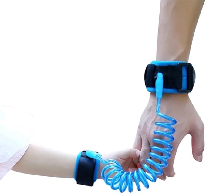 InfantLY Bright Kids Traction Rope Anti Lost Wrist Link , Double tape Toddlers Kids Leashes Babies Wrist Safety Harness Child Walking Harness Rope LeashToddlers Safety Strap (blue)