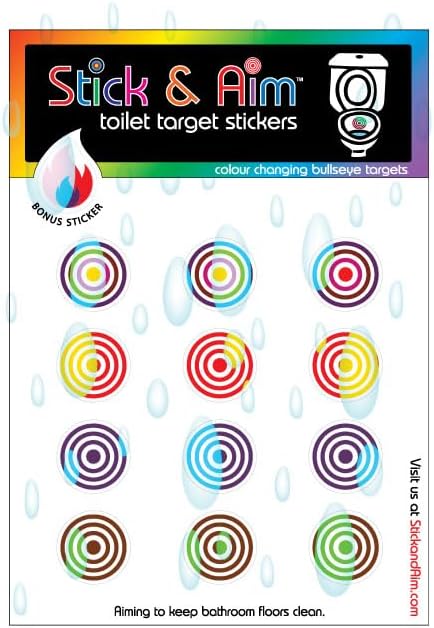 Color Change Bullseye Toilet Target Stickers with Applicator Tool for Potty Training & Toilet Training. Color Changing When Wee Hits the Target, Then Returns to Normal When Toilet is Flushed.