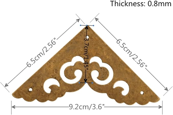 dophee 4Pcs 2.5" Brass Flat Corners Bracket, Retro Table Corner Cover Protectors for Box Cabinet Desk Book Frame Scrapbook Album Bookshelf Decoration Furniture Hardware with Nails, Antique Brass