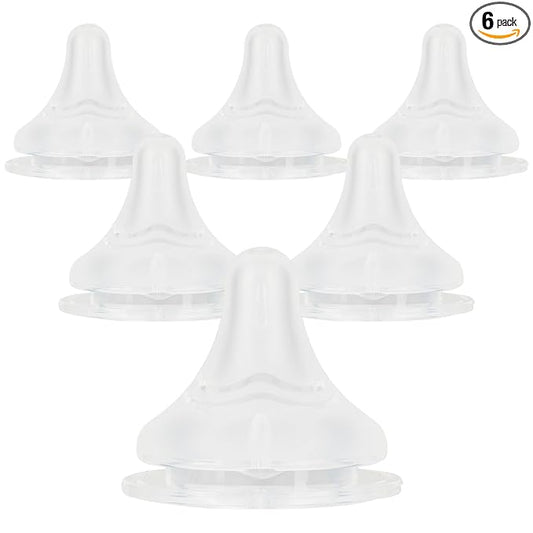 Silicone Nipples(M) for Lansinoh Baby Bottles,Replacement Bottle Nipple,3m+,Meudim Flow, 6 Count