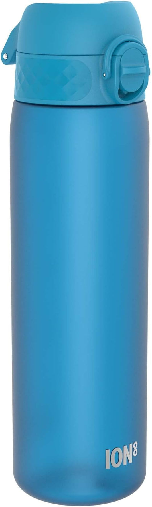 Ion8 Water Bottle, 500 ml/18 oz, Leak Proof, Easy to Open, Secure Lock, Dishwasher Safe, BPA Free, Hygienic Flip Cover, Carry Handle, Fits Cup Holders, Easy Clean, Odor Free, Carbon Neutral, Blue