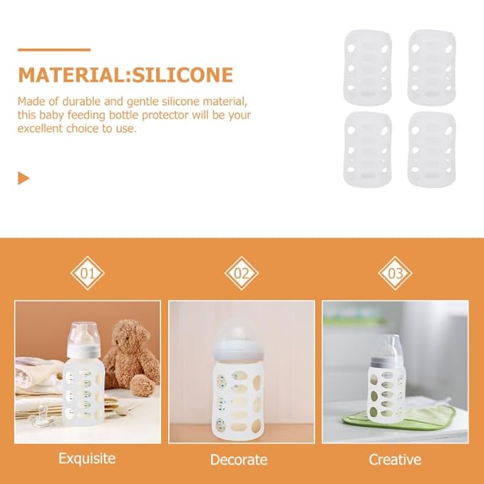 8 Pcs Bottles for Baby Bottle Case Nursery Bottle Sleeves Pigeon Supplies Silicone Baby Bottle Cover Feeding Baby Bottle Sleeve Milk Bottle Glass White