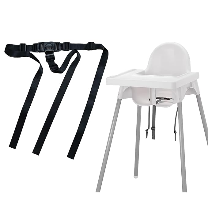 3 Point Seat Chest Harness Strap for Kids, Adjustable Baby Seat Strap, Kids High Chair Straps Replacement for High Chair (Black)