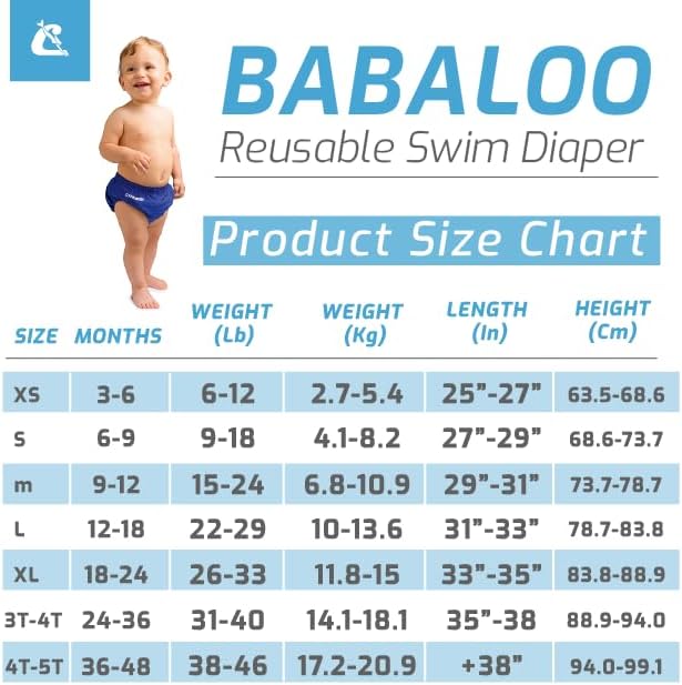 Cressi Babaloo Swim Diaper: Reusable, Water-Resistant, Toddler Size 3T-4T, 22-38 lbs, Unisex, Cotton Lining, 1 Pack