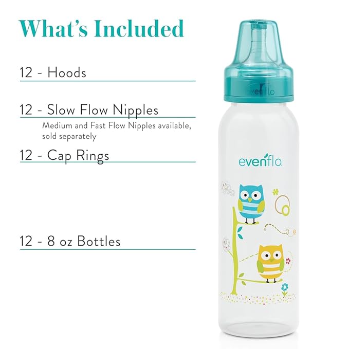 Classic Prints Polypropylene Bottles for Baby, Infant and Newborn - Blue/Green/Teal, 8 Ounce (Pack of 12)