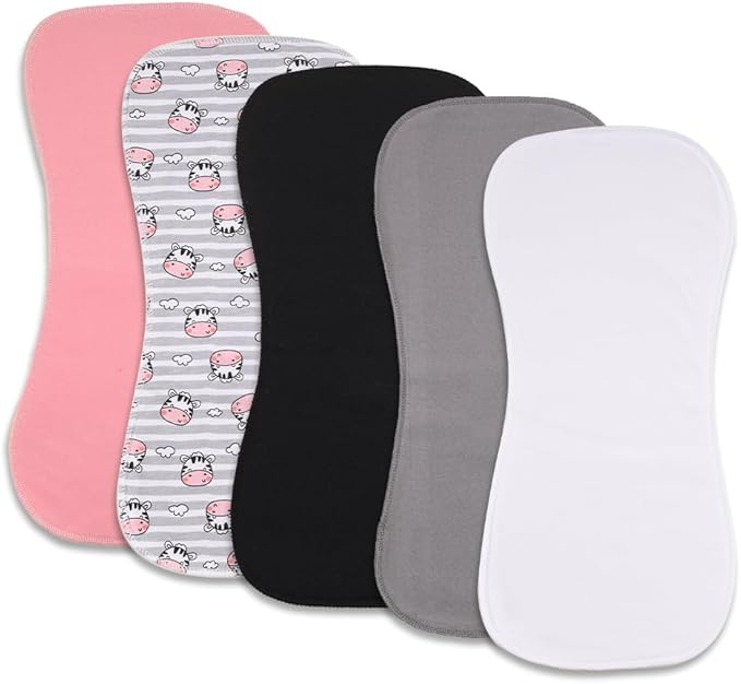 Baby Burp Cloths, Soft Absorbent Towel, Unisex, Easy to Use, 5 Pack (Multi-nn)