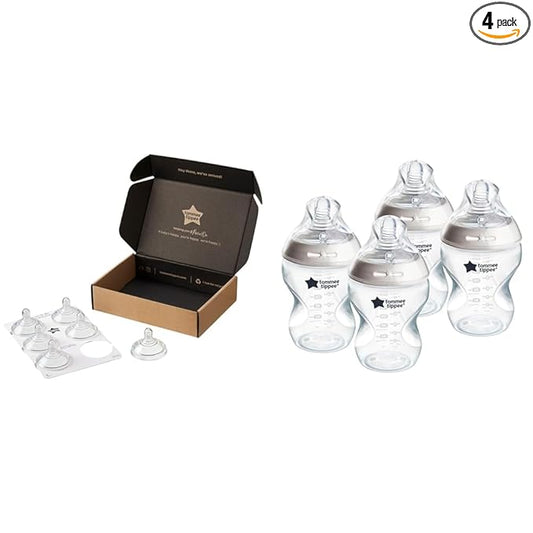 Tommee Tippee Advanced Anti-Colic Baby Bottle Nipples, Breast-Like, Soft Silicone, Medium Flow, 3m+ & Closer to Nature Baby Bottles Slow Flow Breast-Like Nipple with Anti-Colic Valve (9oz, 4 Count)