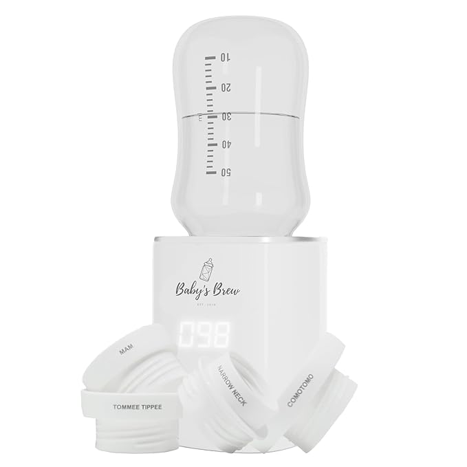 Baby's Brew Portable Bottle Warmer with Adapter Set – Cordless Baby Bottle Warmer for Breastmilk & Formula, Rechargeable, Leak-Proof, Travel-Friendly Milk Warmer, White