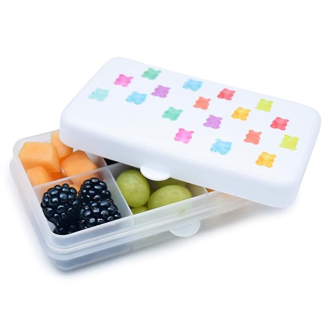 melii Snackle Box | 6-Compartment Divided Snack Container, BPA-Free Food Storage with Removable Dividers for School, Travel & On-the-Go Snacking (Gummy Bears)