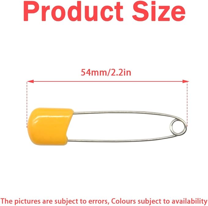 50 PCS Safety Pin 54mm/2.2in Baby Diaper Pins for Cloth Plastic Head Baby Pins for Diapers Stainless Steel Cloth Pins with Locking Closures Nappy Pin for Crafts（DT/Orange）